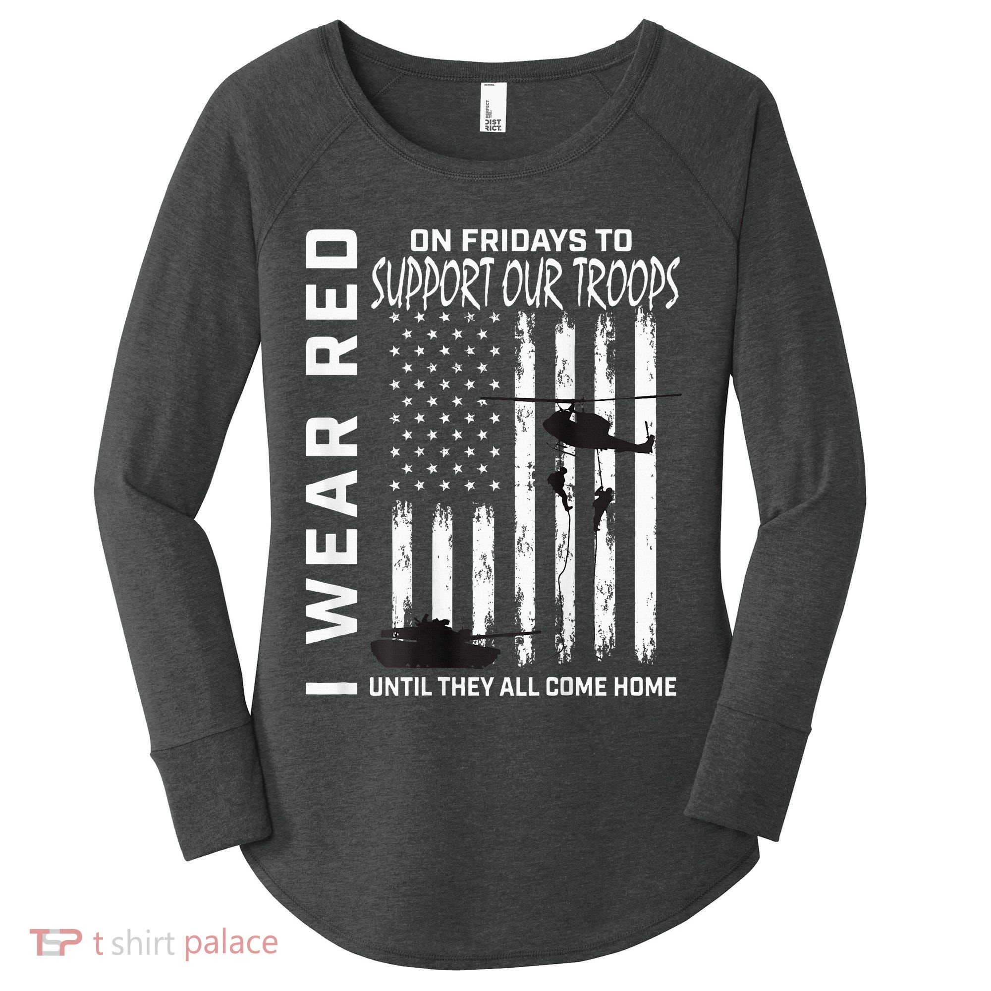 Wear Red On Fridays Military Veteran Support Our Troops Flag Women's Perfect Tri Tunic Long Sleeve Shirt
