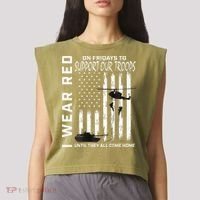 Wear Red On Fridays Military Veteran Support Our Troops Flag Garment-Dyed Women's Muscle Tee thumb 2
