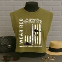 Wear Red On Fridays Military Veteran Support Our Troops Flag Garment-Dyed Women's Muscle Tee thumb 3