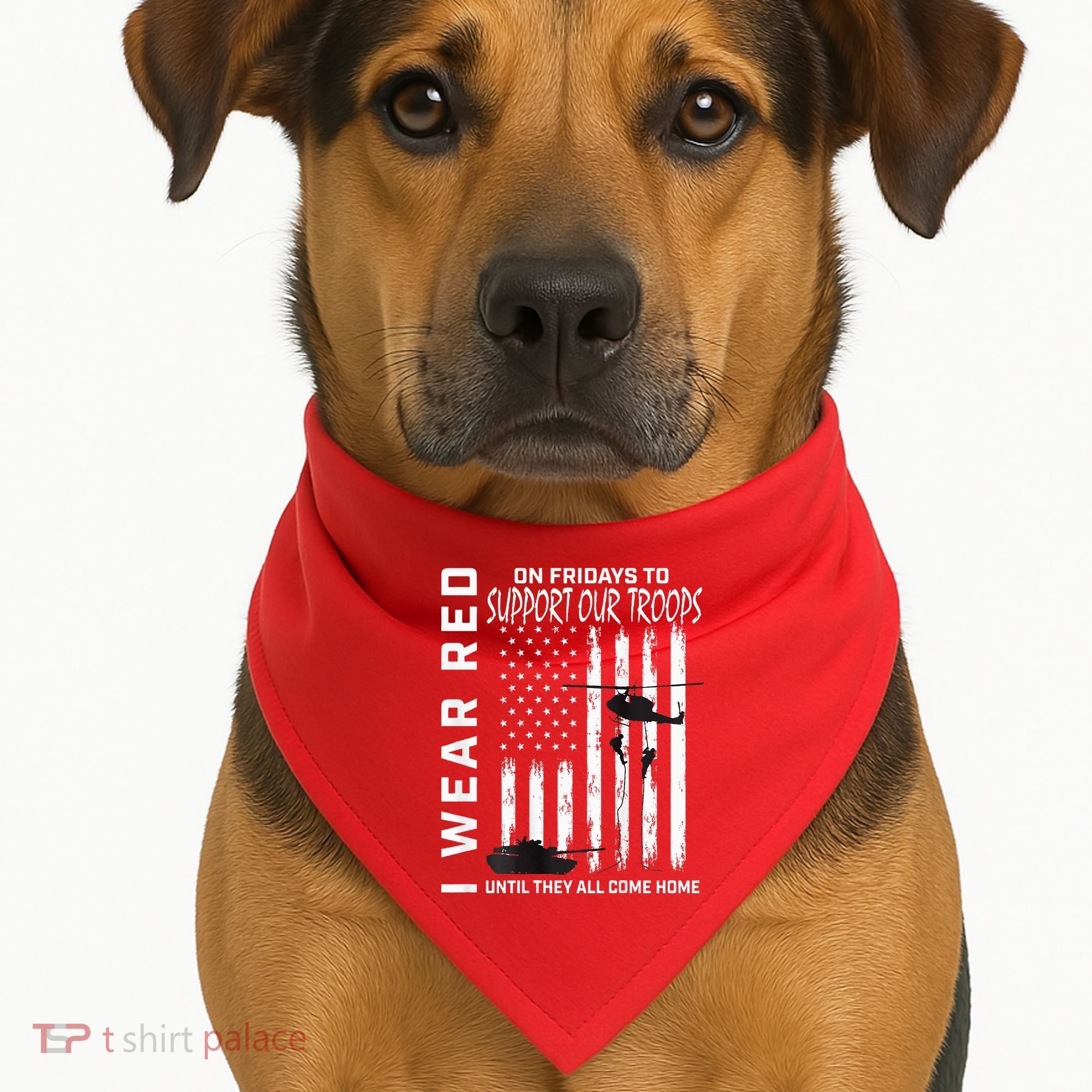Wear Red On Fridays Military Veteran Support Our Troops Flag USA-Made Doggie Bandana
