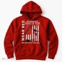 Wear Red On Fridays Military Veteran Support Our Troops Flag Hoodie thumb 0