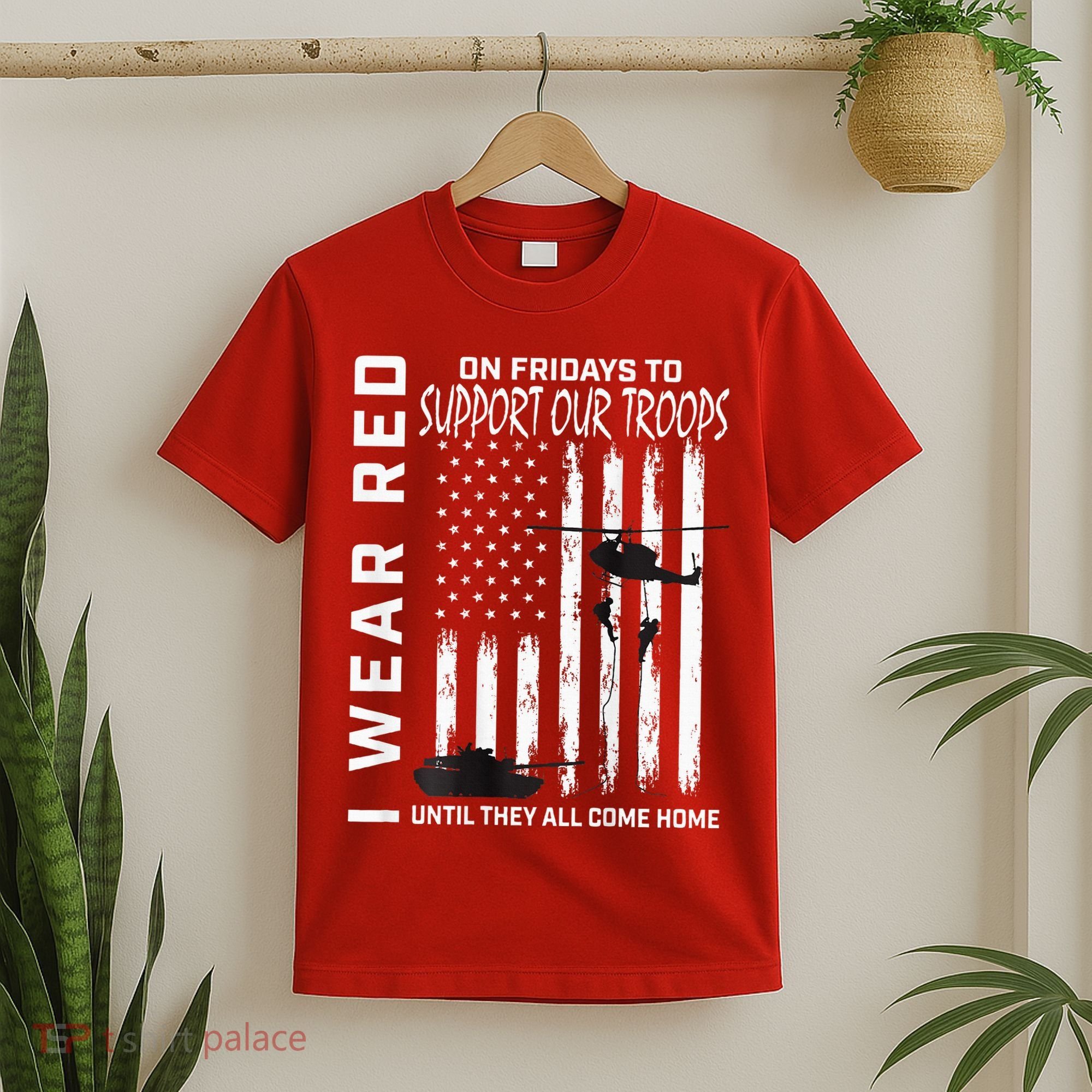 Wear Red On Fridays Military Veteran Support Our Troops Flag T-Shirt