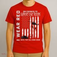Wear Red On Fridays Military Veteran Support Our Troops Flag T-Shirt thumb 3