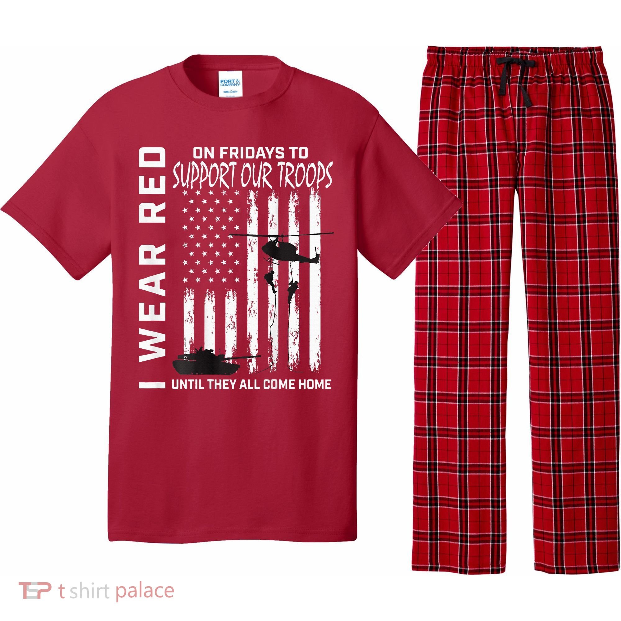 Wear Red On Fridays Military Veteran Support Our Troops Flag Pajama Set