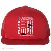 Wear Red On Fridays Military Veteran Support Our Troops Flag Flat Bill Trucker Hat thumb 0
