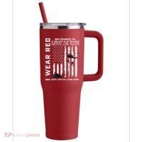 Wear Red On Fridays Military Veteran Support Our Troops Flag 40oz Vacuum Insulated Stainless Steel Travel Tumbler thumb 0