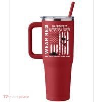 Wear Red On Fridays Military Veteran Support Our Troops Flag 40oz Vacuum Insulated Stainless Steel Travel Tumbler thumb 2