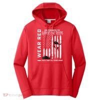Wear Red On Fridays Military Veteran Support Our Troops Flag Performance Fleece Hoodie thumb 0