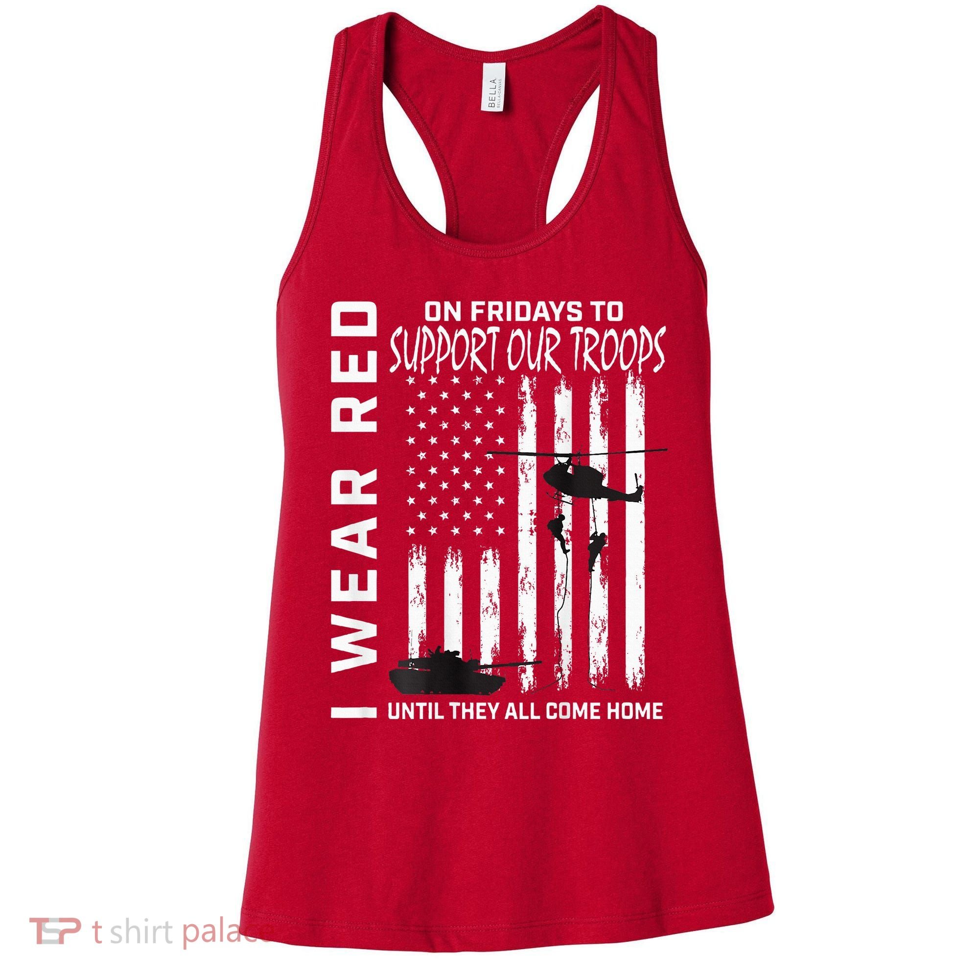 Wear Red On Fridays Military Veteran Support Our Troops Flag Women's Tank Top