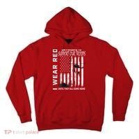 Wear Red On Fridays Military Veteran Support Our Troops Flag Tall Hoodie thumb 0