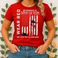 Wear Red On Fridays Military Veteran Support Our Troops Flag Women's T-Shirt thumb 2