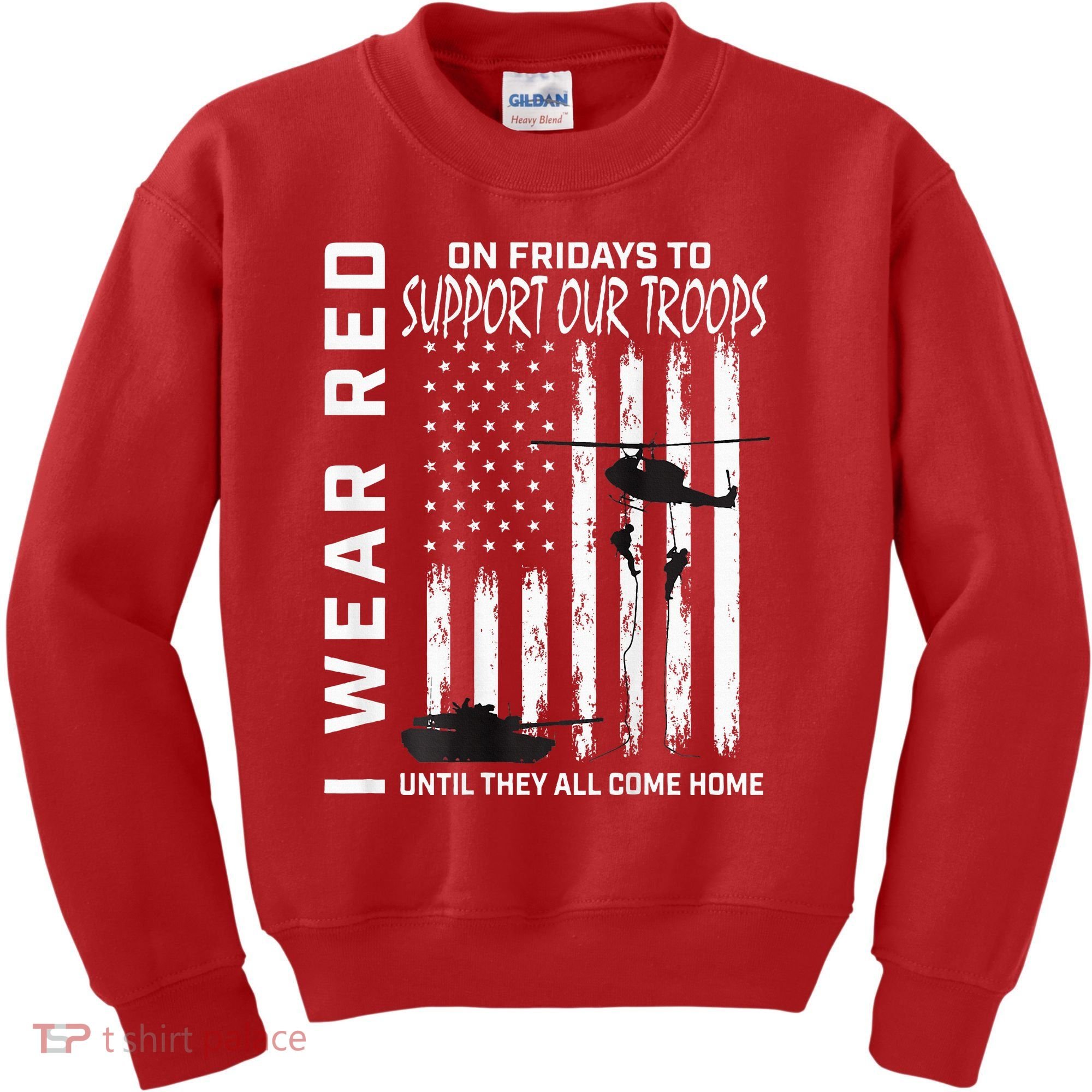Wear Red On Fridays Military Veteran Support Our Troops Flag Kids Sweatshirt
