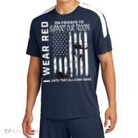 Wear Red On Fridays Military Veteran Support Our Troops Flag Sport-Tek Competitor United Soccer Jersey thumb 0