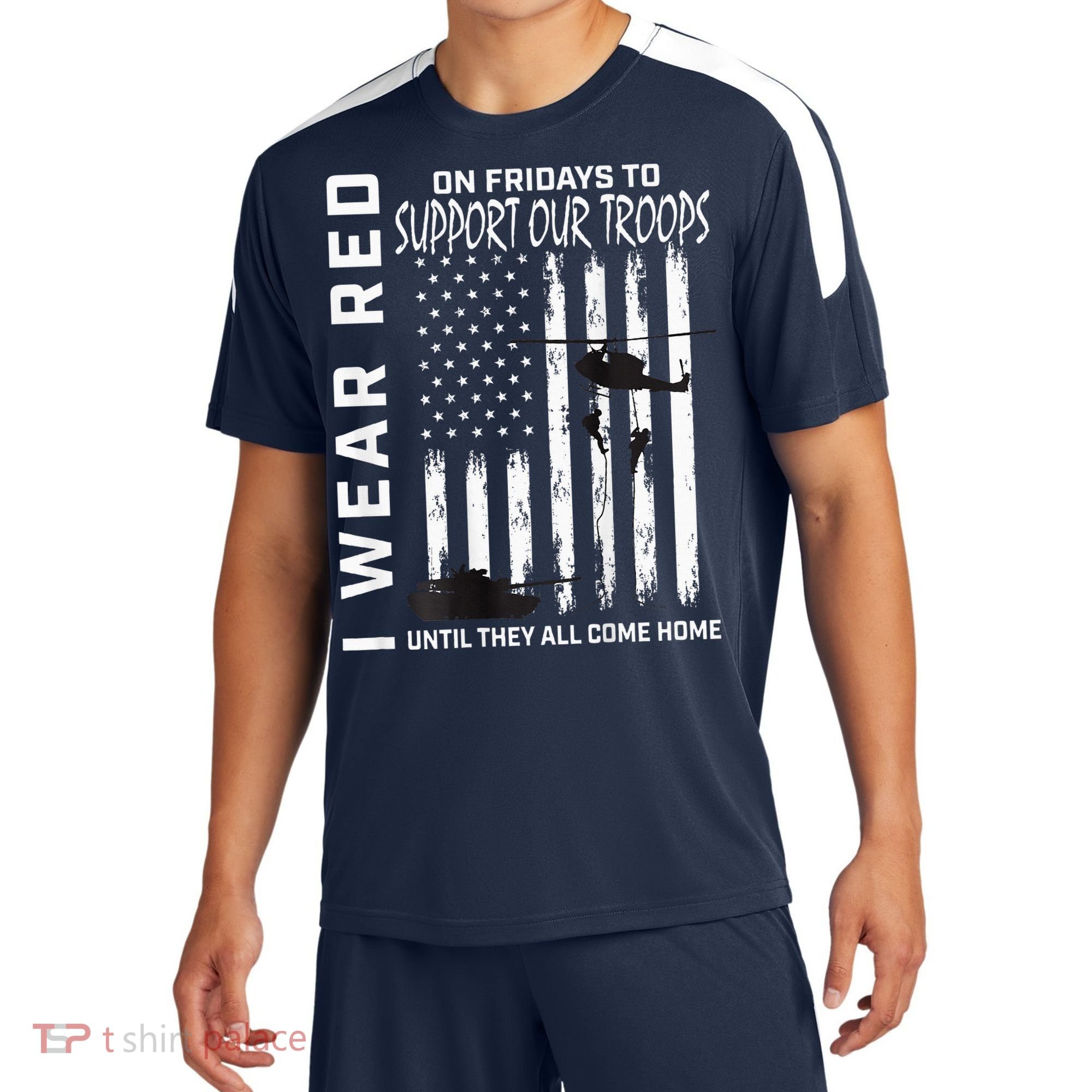 Wear Red On Fridays Military Veteran Support Our Troops Flag Sport-Tek Competitor United Soccer Jersey