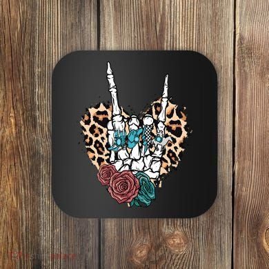 Western Rock On Skeleton Hand Halloween Coaster