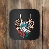 Western Rock On Skeleton Hand Halloween Coaster thumb 0