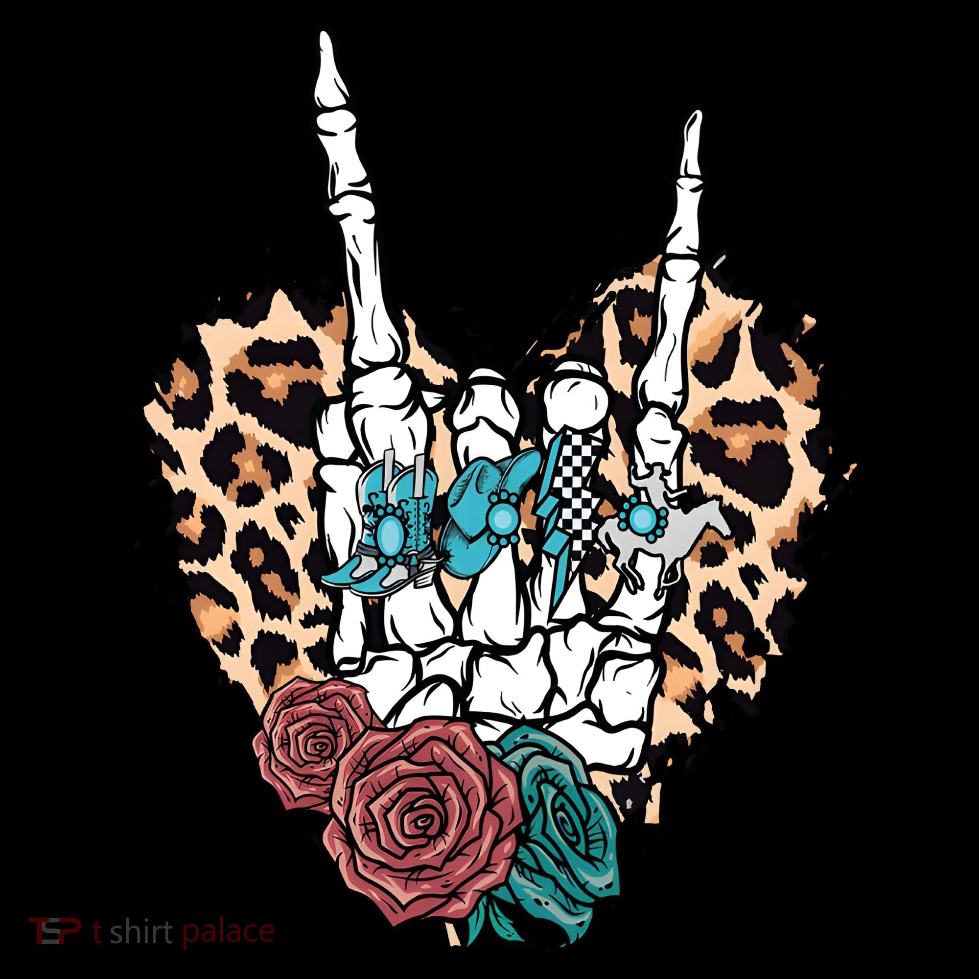 Western Rock On Skeleton Hand Halloween Coaster