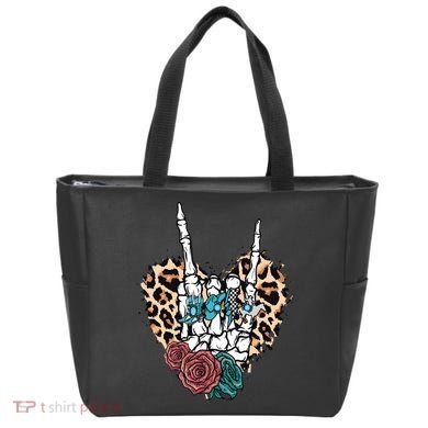 Western Rock On Skeleton Hand Halloween Tote Bag