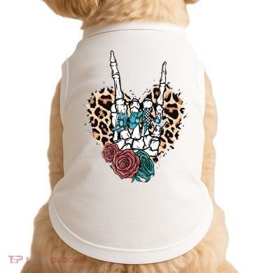 Western Rock On Skeleton Hand Halloween Doggie Tank