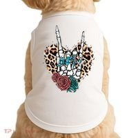 Western Rock On Skeleton Hand Halloween Doggie Tank thumb 0