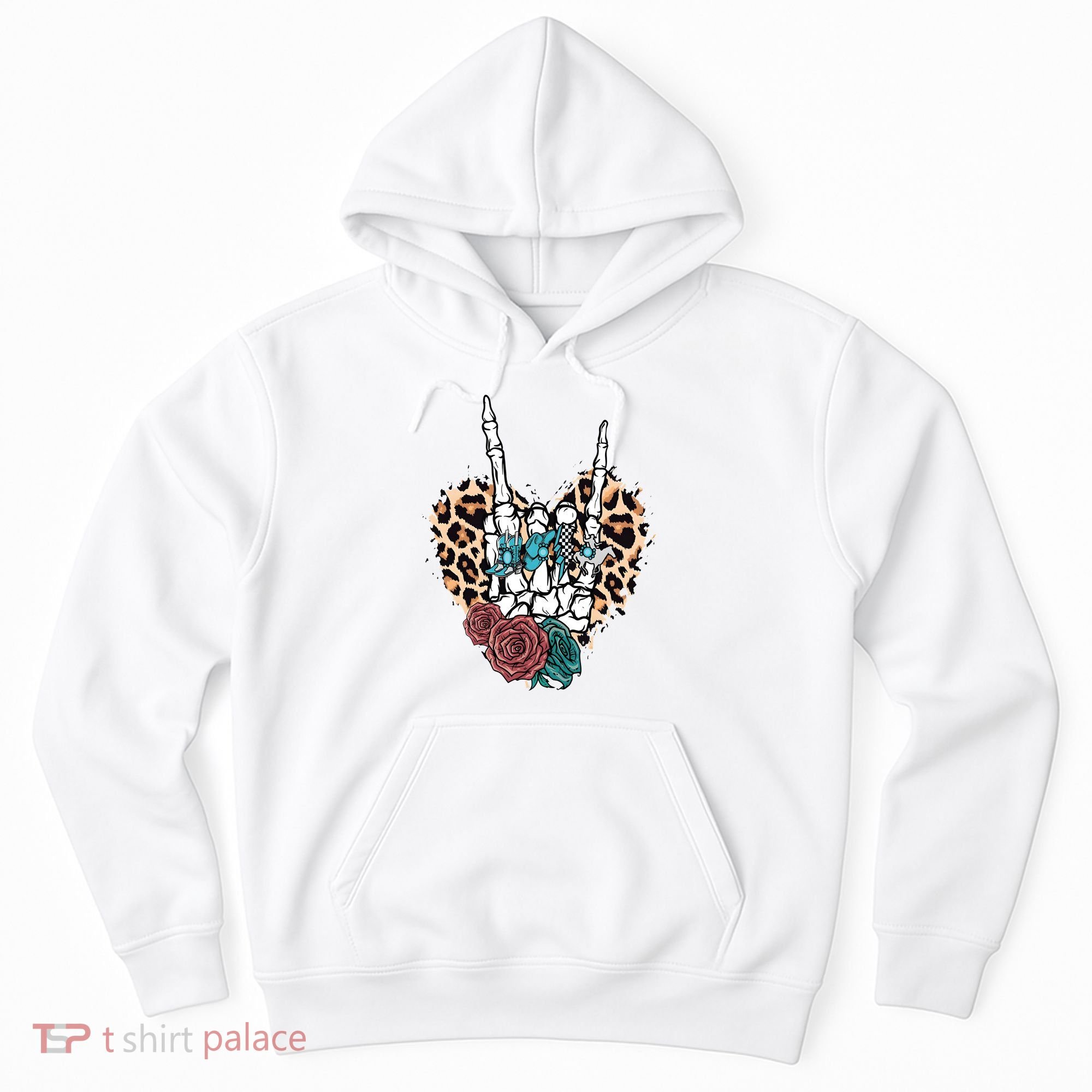 Western Rock On Skeleton Hand Halloween Hoodie