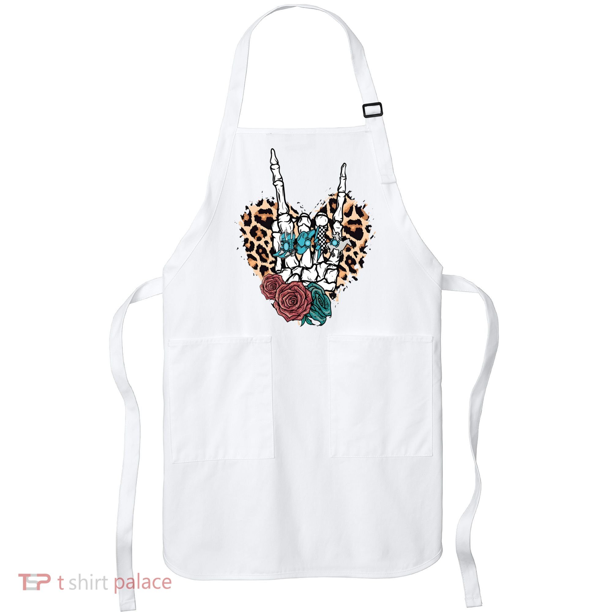 Western Rock On Skeleton Hand Halloween Apron