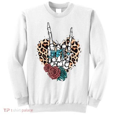 Western Rock On Skeleton Hand Halloween Sweatshirt