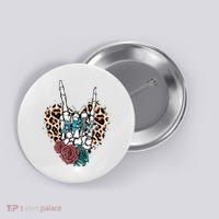 Western Rock On Skeleton Hand Halloween Button thumb 0