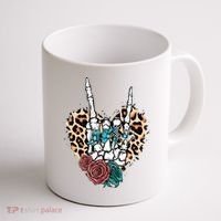 Western Rock On Skeleton Hand Halloween Coffee Mug thumb 1
