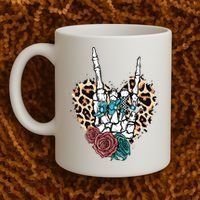 Western Rock On Skeleton Hand Halloween Coffee Mug thumb 2