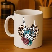 Western Rock On Skeleton Hand Halloween Coffee Mug thumb 4