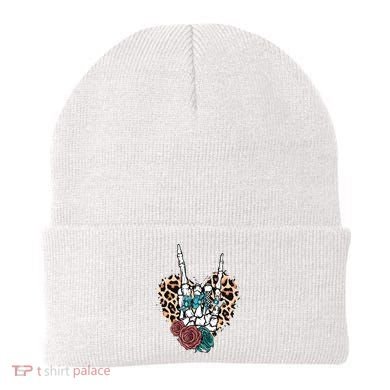 Western Rock On Skeleton Hand Halloween Beanie