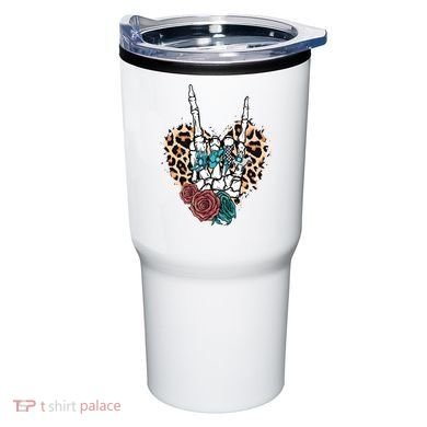 Western Rock On Skeleton Hand Halloween Tumbler