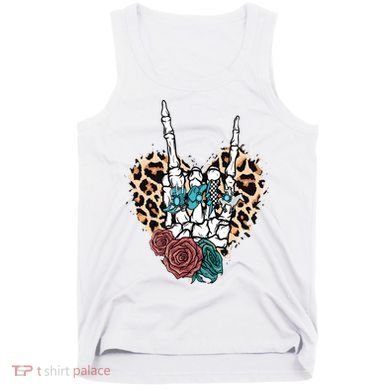 Western Rock On Skeleton Hand Halloween Tank Top
