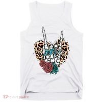 Western Rock On Skeleton Hand Halloween Tank Top thumb 0