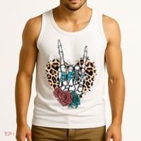 Western Rock On Skeleton Hand Halloween Tank Top thumb 3