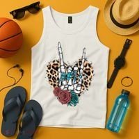 Western Rock On Skeleton Hand Halloween Tank Top thumb 4