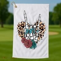 Western Rock On Skeleton Hand Halloween Golf Towel thumb 1