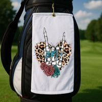 Western Rock On Skeleton Hand Halloween Golf Towel thumb 2