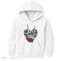Western Rock On Skeleton Hand Halloween Kids Hoodie thumb 0