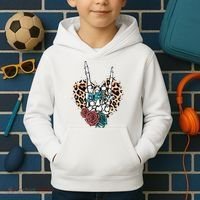 Western Rock On Skeleton Hand Halloween Kids Hoodie thumb 2