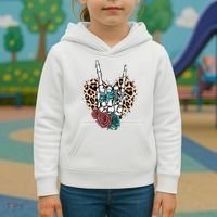 Western Rock On Skeleton Hand Halloween Kids Hoodie thumb 3
