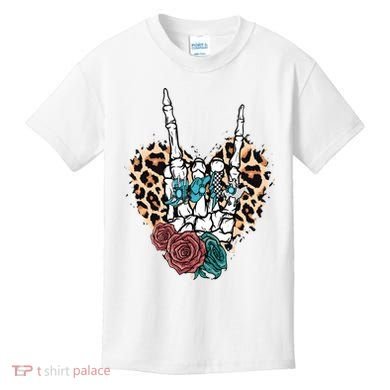 Western Rock On Skeleton Hand Halloween Kids T-Shirt