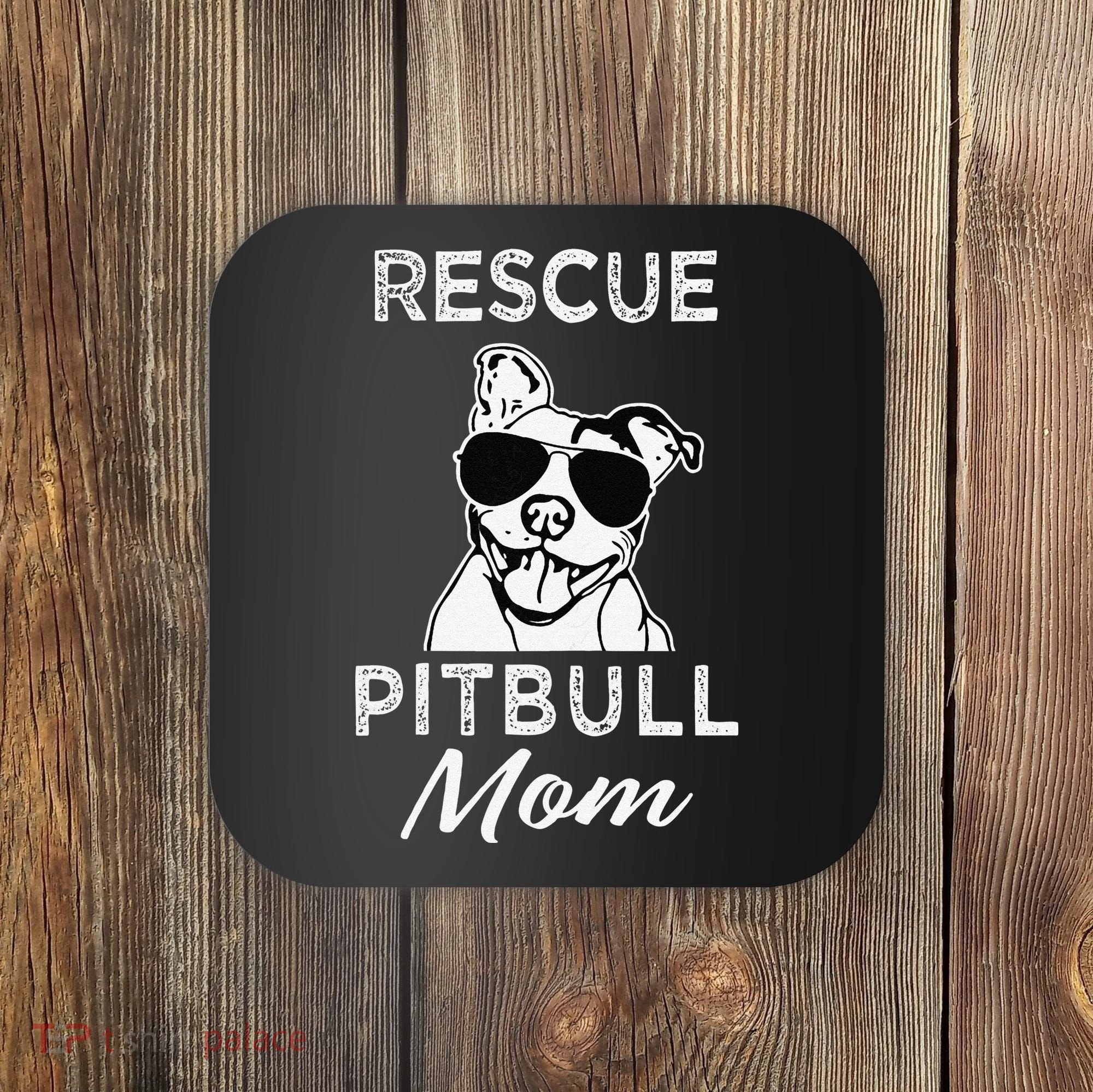 Womens Rescue Pitbull Dog Mom Funny Cute Womens Coaster