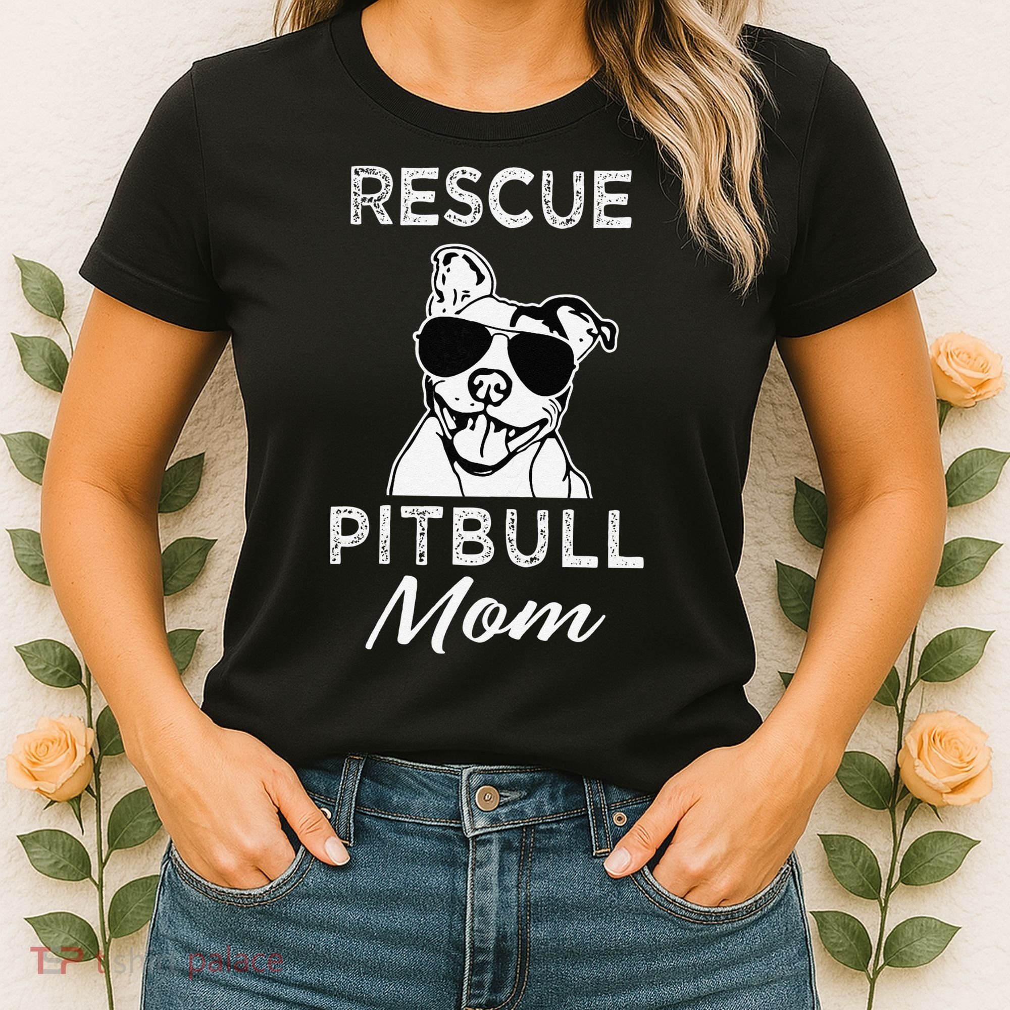Womens Rescue Pitbull Dog Mom Funny Cute Womens Women's T-Shirt