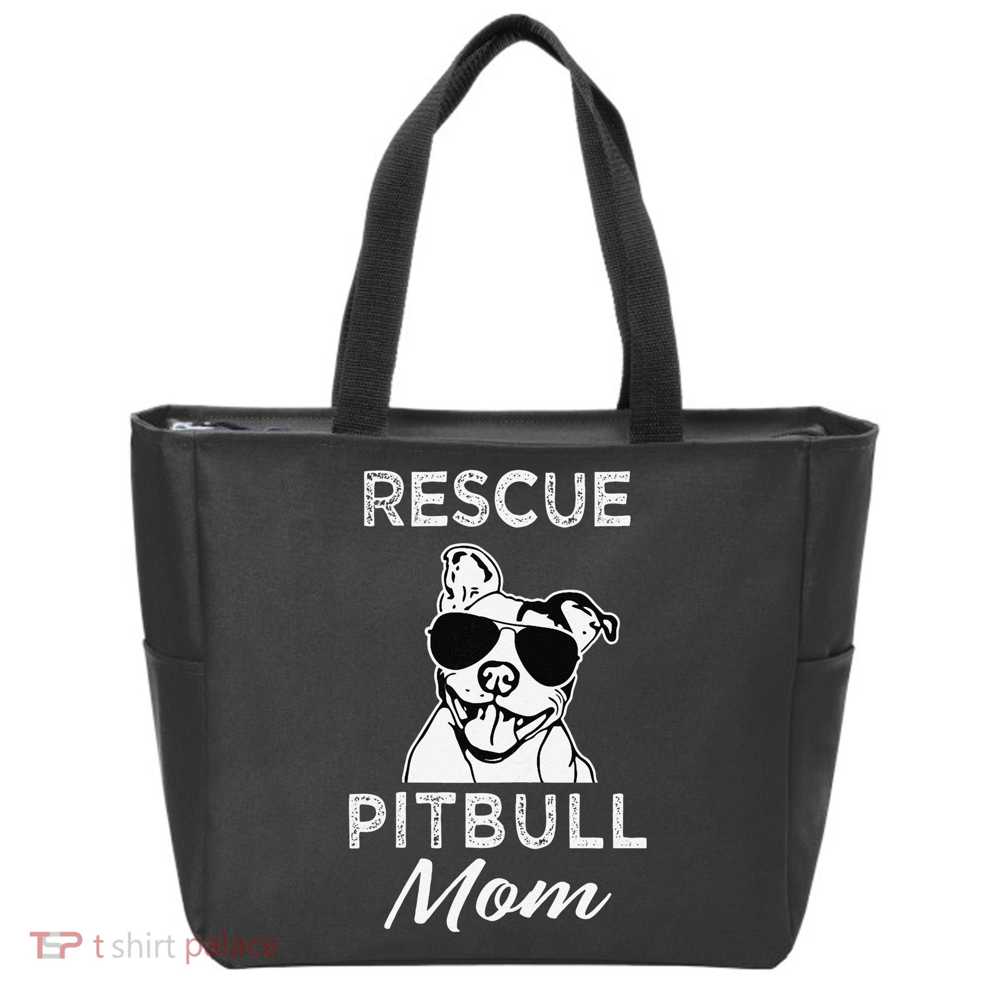 Womens Rescue Pitbull Dog Mom Funny Cute Womens Tote Bag