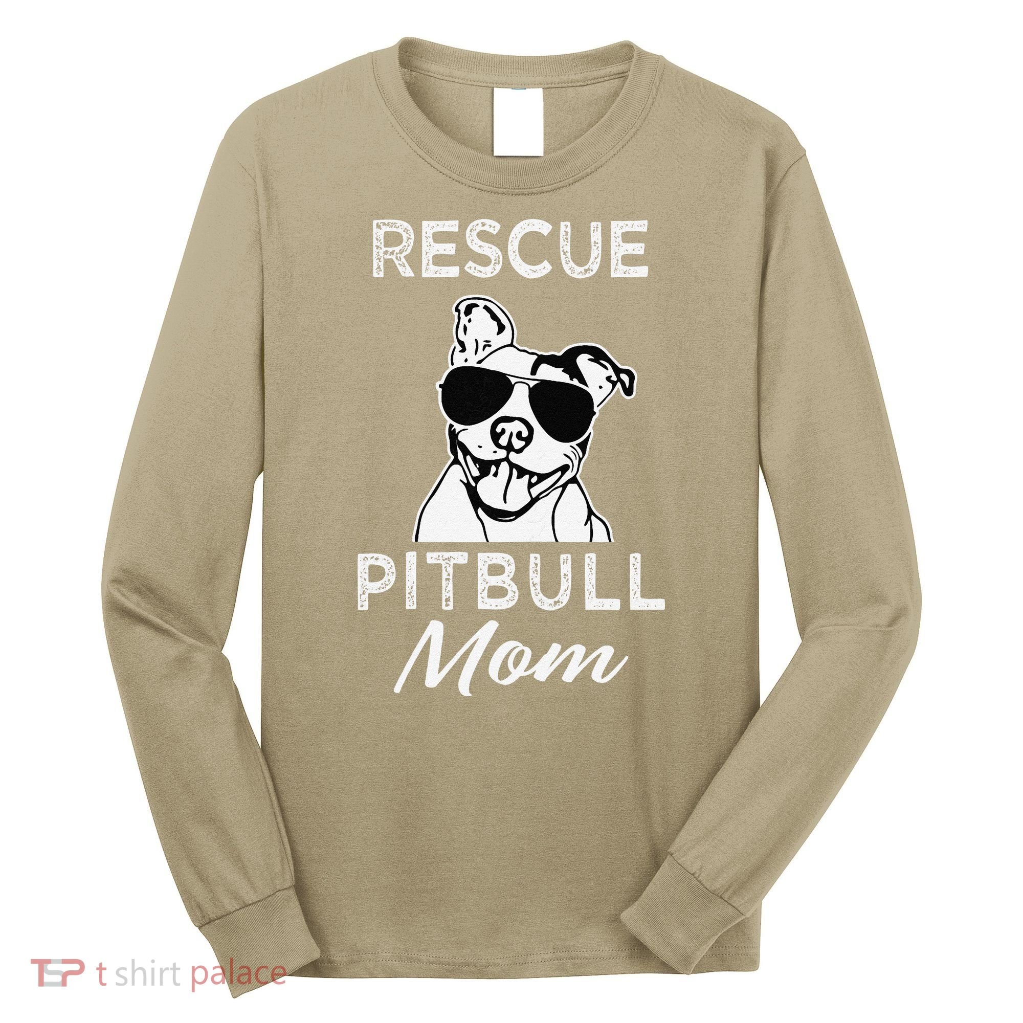 Womens Rescue Pitbull Dog Mom Funny Cute Womens Long Sleeve Shirt