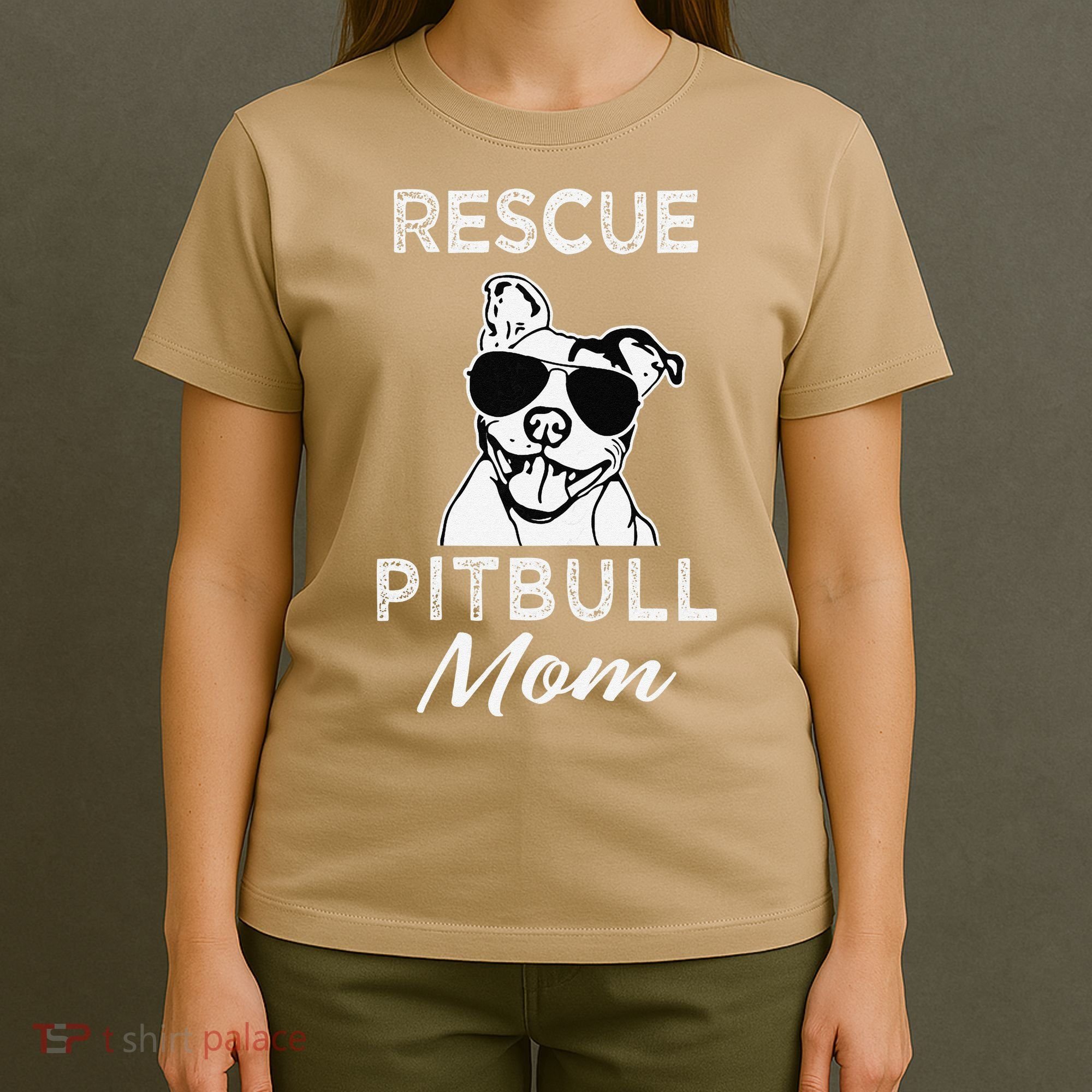 Womens Rescue Pitbull Dog Mom Funny Cute Womens T-Shirt