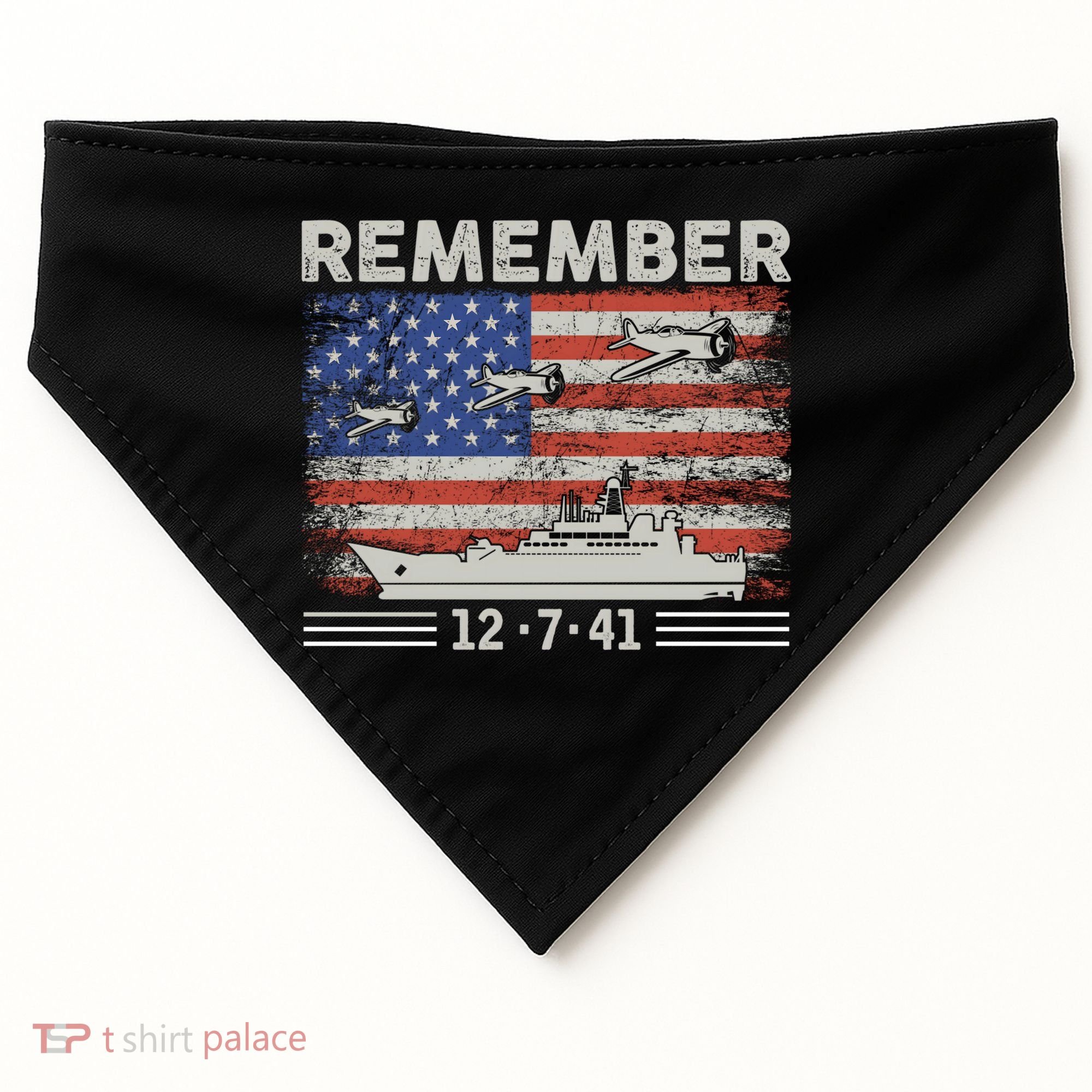 Wwii Remember Pearl Harbor Memorial Day December 7th 1941 Gift USA-Made Doggie Bandana