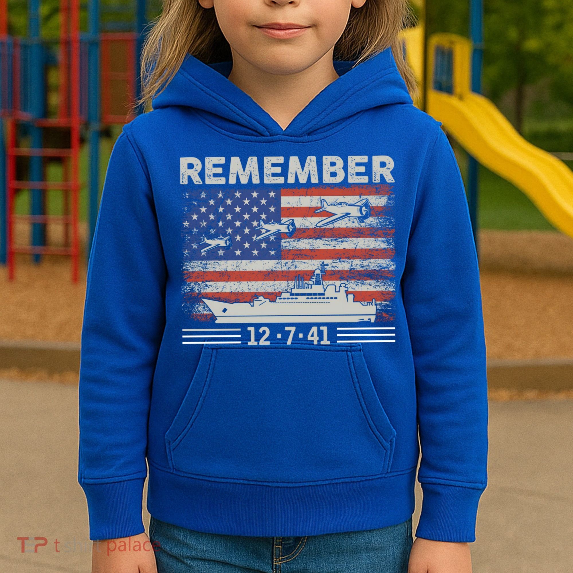Wwii Remember Pearl Harbor Memorial Day December 7th 1941 Gift Kids Hoodie
